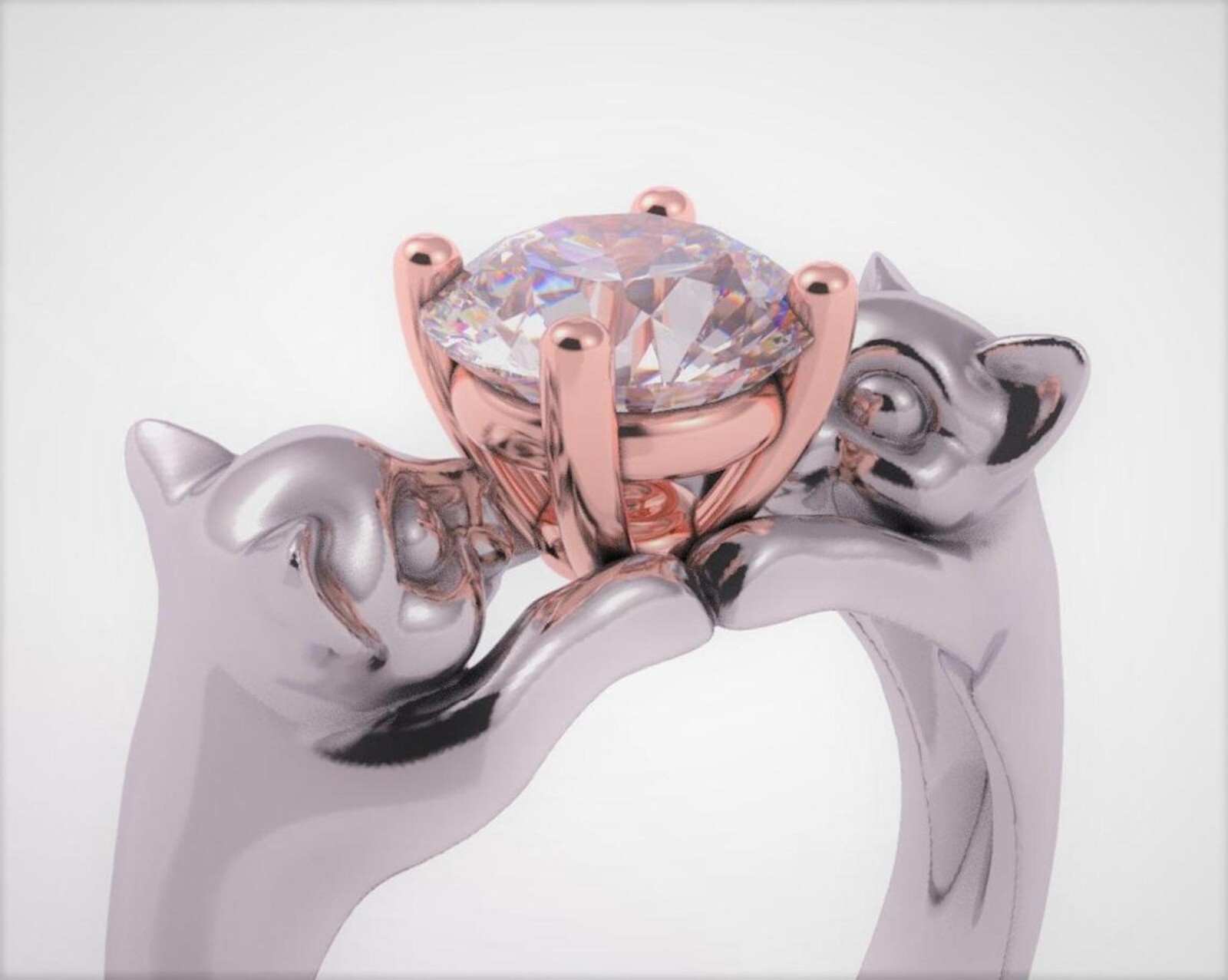 Cat Engagement Ring Animal Cat Lover Ring Cat Ring Kitten Ring Vegan Geek Ring-image