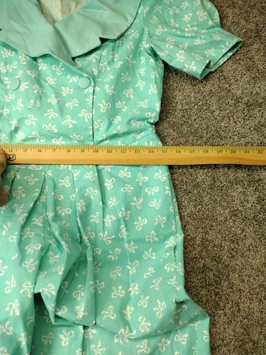 Vintage 80's 90's Jumpsuit Romper Teal Blue, Big Buttons, Cuffed Hand Made - Picture 10 of 13
