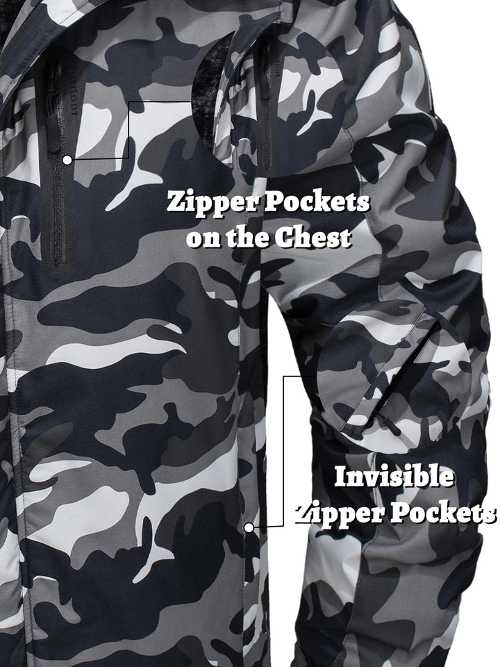 Chaqueta de esquí de invierno para hombre térmica con capucha senderismo a prueba de viento parka abrigos forrados de lana Foto 2 de 4