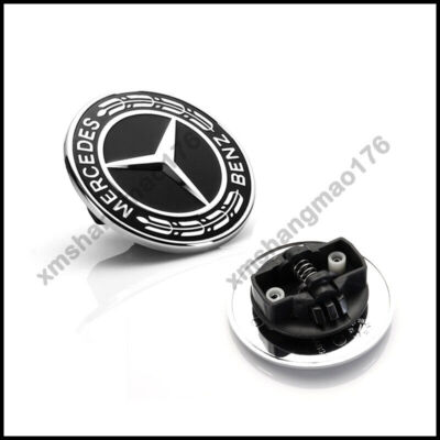 2007-ON MERCEDES W212 W213 W205 W204 C & E CLASS BADGE FLAT HOOD EMBLEM BLACK