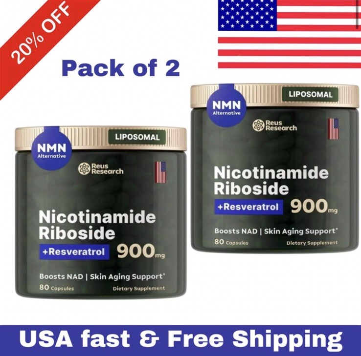 2 Pack NAD+ Supplement for Anti Aging Energy Focus Nicotinamide Riboside