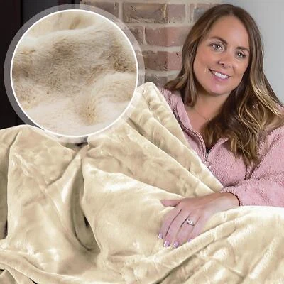 Dreamcatcher Blanket Throw 160x130cm Faux Fur Warm Fleece Cream Throw Blanket
