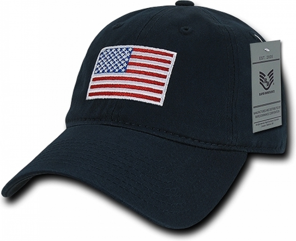 Men's USA Baseball Cap Polo Style Patriotic American Flag Navy