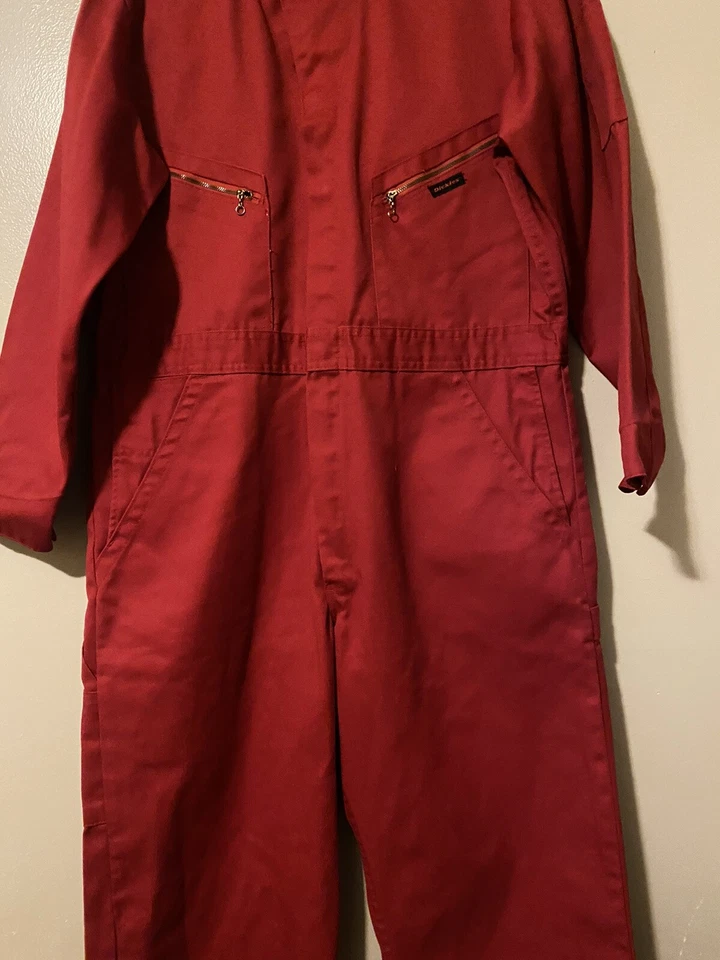 Dickies Bib Overalls Mens 42 Regular Red Workwear Carpenter Actual - Image 4 of 4
