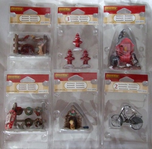 Lemax Fire Hydrants Outhouse Bicycle Stand Fence Wagon Wheel Wreath Doghouse - Picture 1 of 8