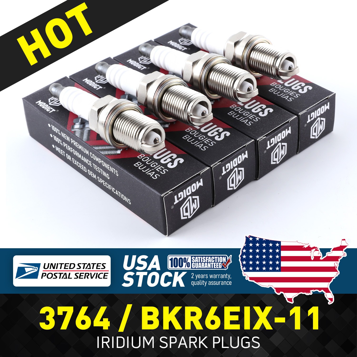Premium 4 Pcs Replacement For NGK 3764 BKR6EIX-11 Iridium Spark Plugs New MGT