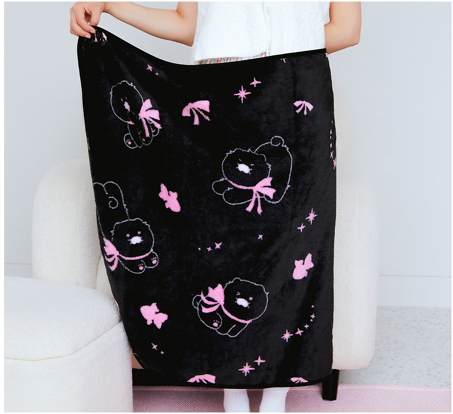 Kakao Friends Black Chun Pouch Knee Blanket & Pouch Set Choonsik