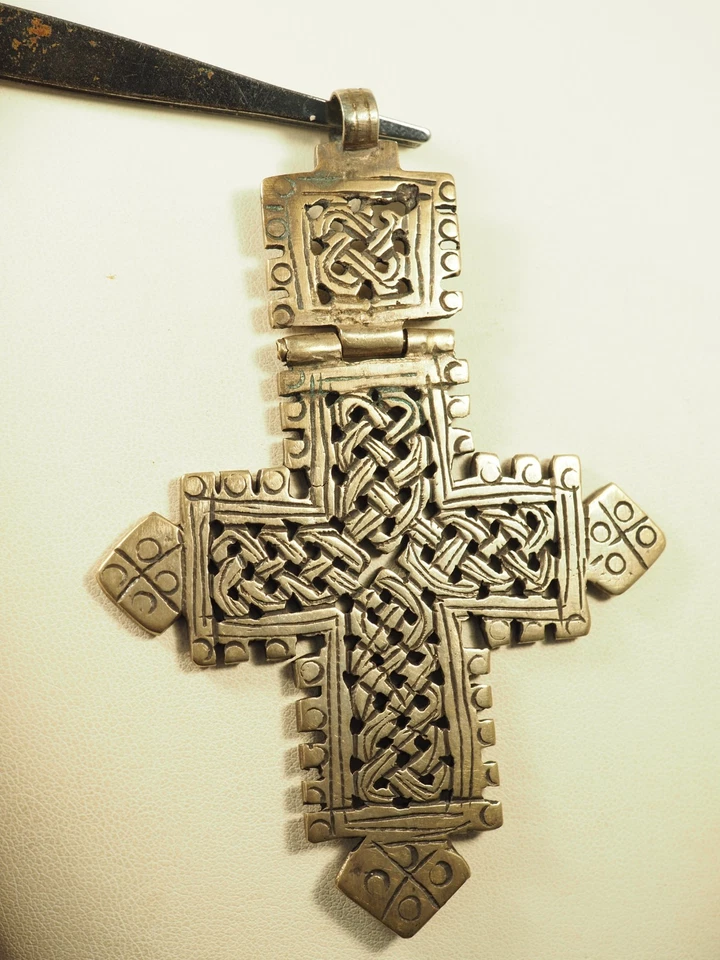 CROIX COPTE PENDENTIF ANCIENNE METAL ARGENTE ANTIQUE SILVER PLATE CROSS PENDANT - Photo 2/4