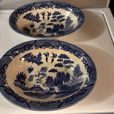 Blue Willow Oval Bowls 11x8x3 Used No Name One Mark On Bowl Can t Read No Chips