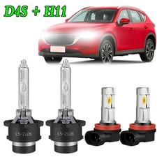For Mazda CX-5 2018 - D4S HID Xenon Headlight Bulb High Low Beam + H11 Fog Light