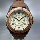 Timex Indiglo Watch Men 38mm Cream Dial Brown Tone Round New Battery VTG