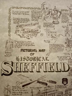 4 Large Old Prints of Sheffield Drawings & Maps South Yorkshire History