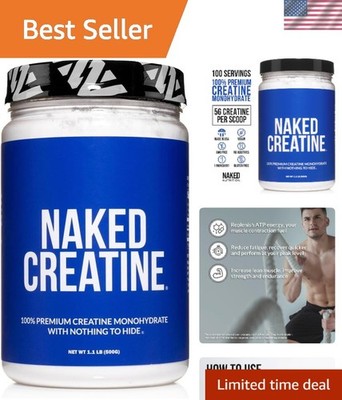 Unflavored 500g Creatine Monohydrate Powder - Gluten-Free, , 100 Servings