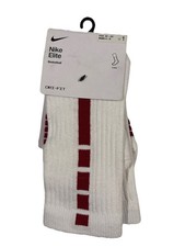 Nike Socks Elite Crew Basketball Size YTH 3Y-5Y WMN 4-6 White Red SX7622-102