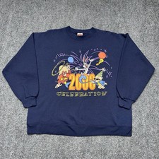 Vintage Looney Tunes Bugs Bunny 2000 New Years Eve Sweatshirt Millennium Y2K M/L