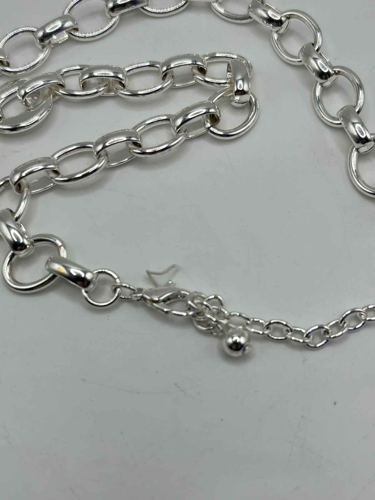 Interlock Circle Statement Necklace Silver Tone 1… - image 6