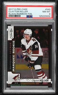 2017 O-Pee-Chee Black Rainbow Foil /100 Clayton Keller #540 PSA 8 Rookie RC 1hm0