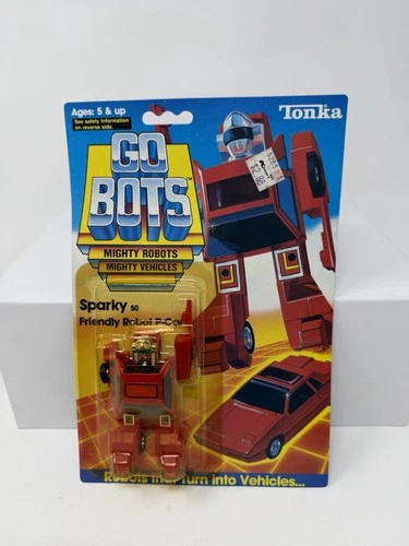 1985 Tonka Go Bots Sparky 50 Robot P-Car GoBots Red Car 1980’s New Sealed