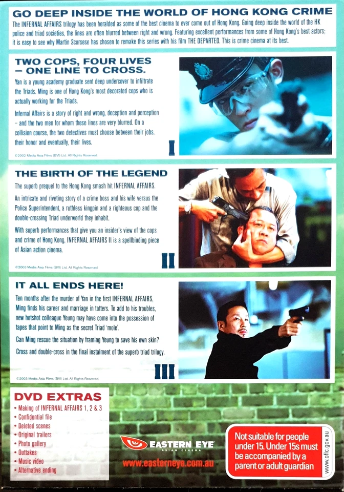 Infernal Affairs Trilogy DVD Box set-Tony Leung Chiu-wai, Andy Lau Tak-wah - R4 - image 2 of 2