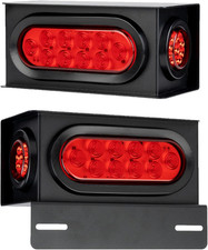2PCS Steel Trailer Light Boxes Housing Kit with 6-Inch Oval LED Tail Lights (10L