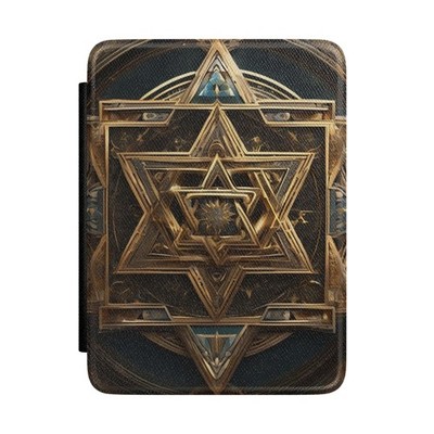 Golden Geometric Star Of David Kindle Case | Metallic Mandala Pattern