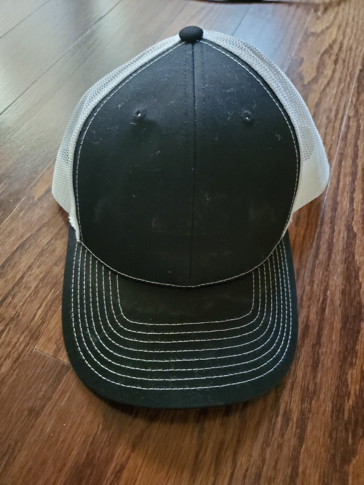 Solid Black Blank Trucker White Mesh Adjustable H… - image 1