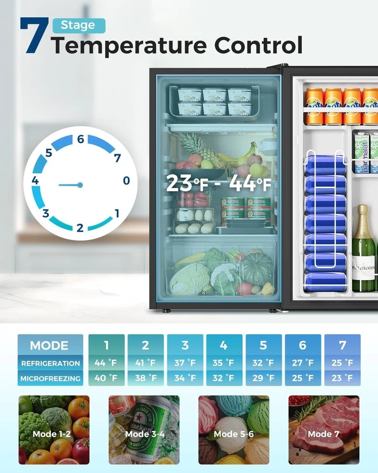 Mini Fridge for Bedroom 3.2 Cu.Ft Small Refrigerator with Freezer for Dorm Offic - Image 3 of 4