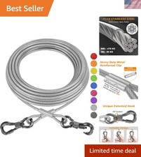 Dog Tie Out Cable 100ft, Heavy Duty Dog Chains for Outside with Lockable Hook...