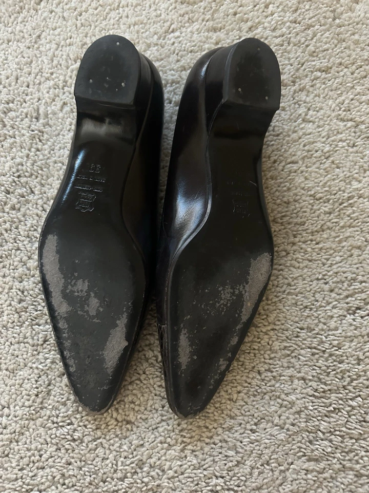 Top de cocodrilo para mujer Rene Mancini cuero marrón punta tacones talla 39 EE. UU. 8 Foto 2 de 3