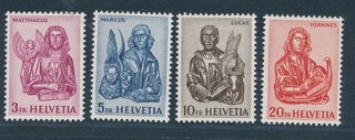 D496029 Suiza MNH Tallas en madera siglo XV Iglesia de San Oswalds Sc. 406 409