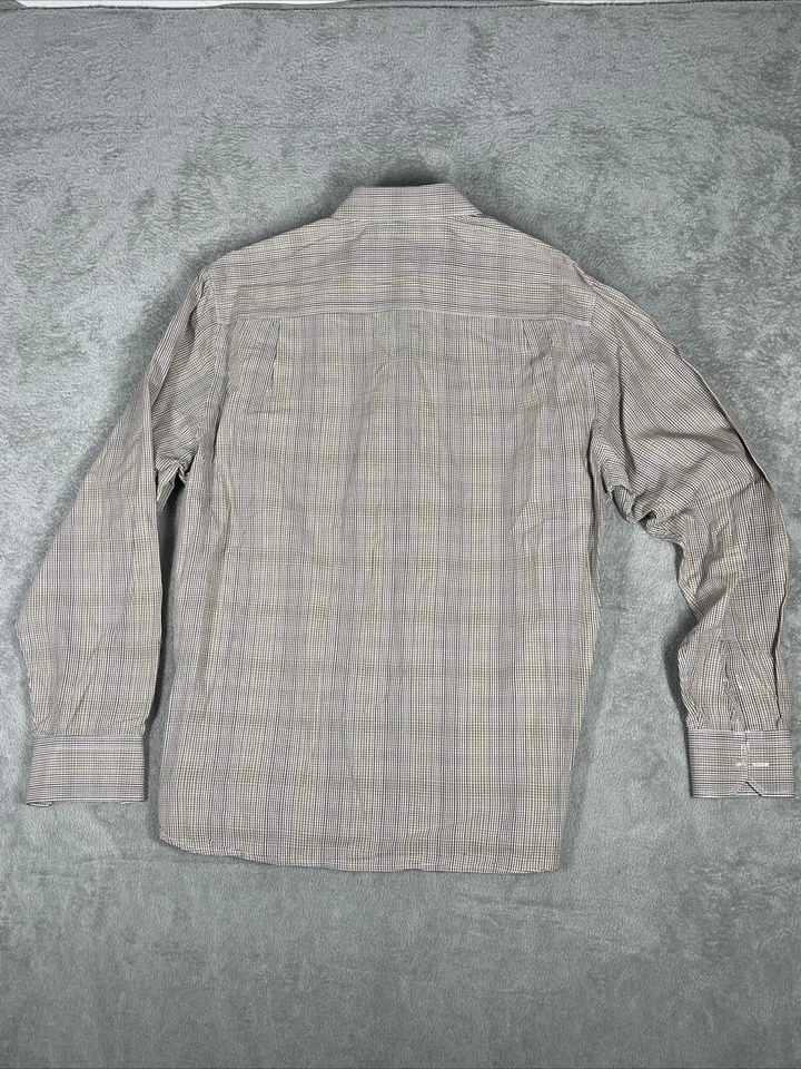 Sean John Men Long Sleeve Button Down Logo Shirt Brown Tan Stripes 90s Sz XL - Image 2 of 4