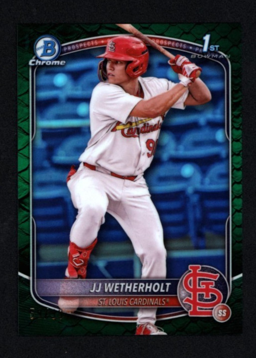 JJ WETHERHOLT 2025 BOWMAN CHROME PROSPECTS #BCP-22 GREEN REPTILIAN REFRACTOR /99