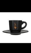 Bialetti Octagonal 8 Face Espresso Cups Set Of 4 With Saucer Black