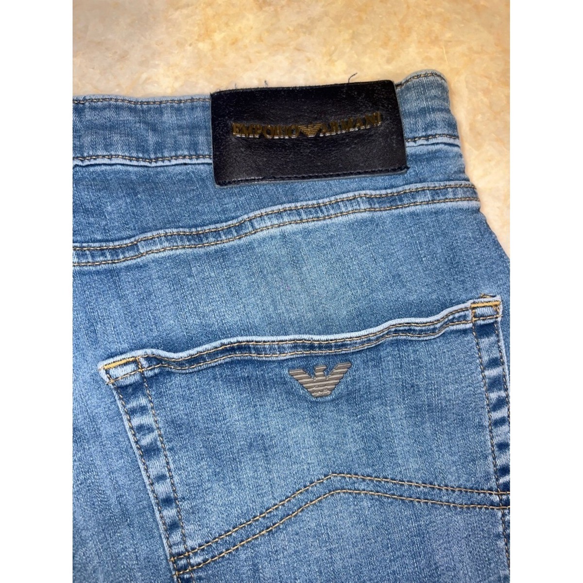 Emporio Armani Men's J45 Regular Fit Straight Leg Wash Demi Blue Jeans 32x32 View 4