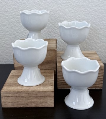 Pier 1 Imports Porcelain Scalloped Egg Cup Holder White - Set of 4
