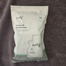 Motif Breast Milk Storage Bags 100ct, Leak-Proof, Freezer-Safe