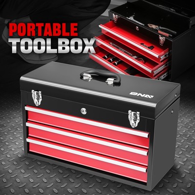 Workshop Garage Household Lockable 20.4'' 3-Drawer Tool Box Organizer Storage