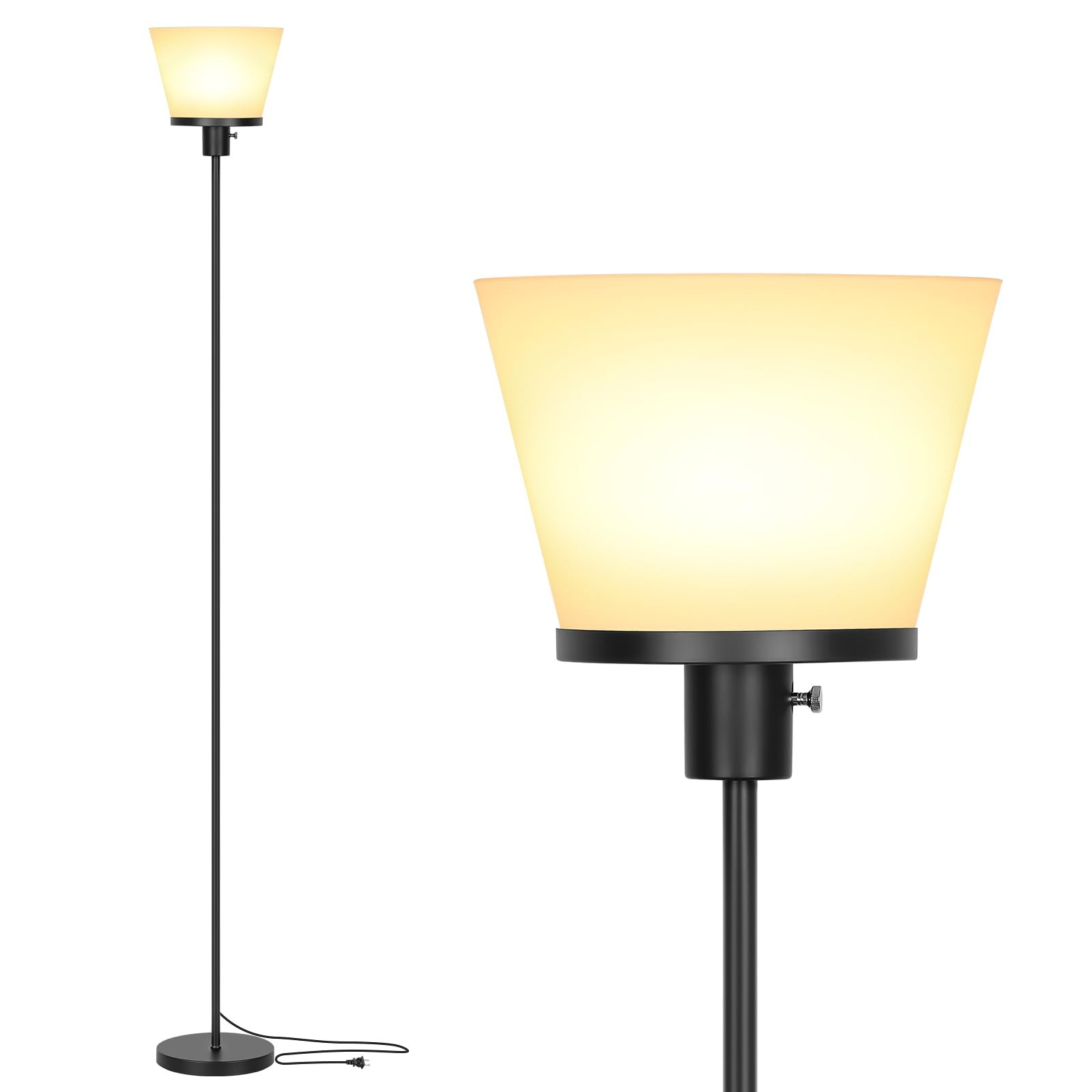 LED Floor Lamp Tall Standing Lamp, Black Modern Torchiere Floor Lamps for Bed...