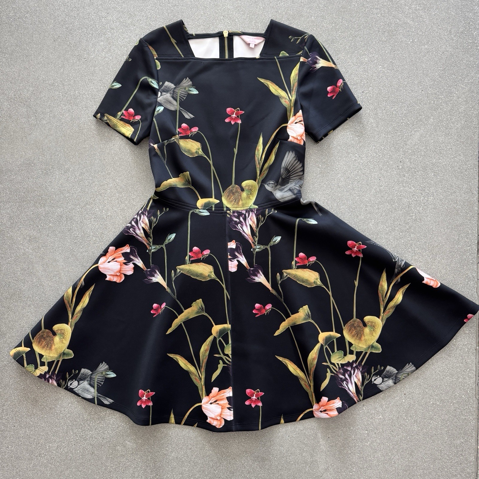 Ted Baker moved floral skater for and flare Yellow and Pink A-Line Mini Dress 1