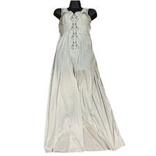 Vintage Peignoir Shadowline Lingerie Gown Nylon Lace Petite