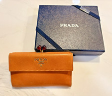 Prada Orange Patent Frame Kiss Lock Wallet Ha...