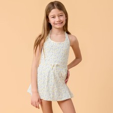 Blogilates Girls' Mommy  Me Game Set Match Dress - White Floral