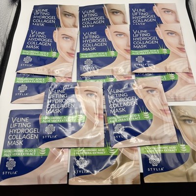 STYLIA V-Line Lifting Hydrogel Collagen Mask Hyaluronic Acid Aloe Vera 14-Pack