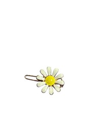 Vintage Enamel Daisy Flower Hair Barrette 0.75 inch