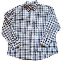 Croft and Borrow Dress Shirt Mens Size 2XL Button Down Plaid Blue Pink Easy Care