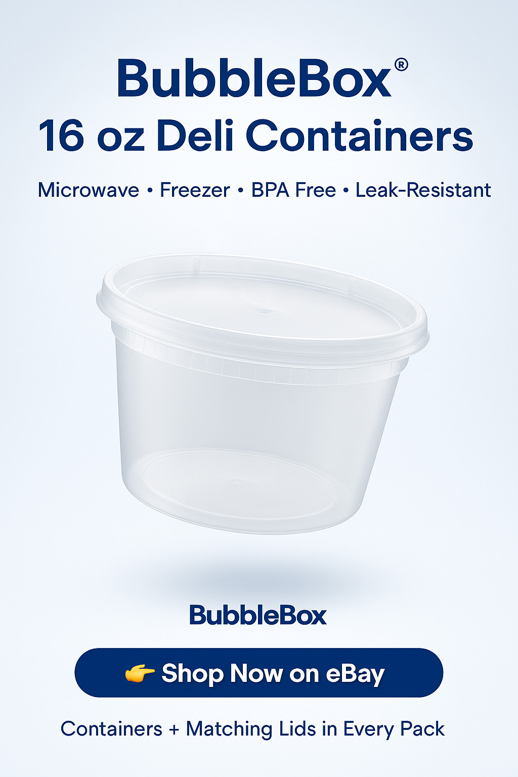 16 oz Heavy Duty  Round Deli Food/Soup Plastic Containers w/ Lids BPA free