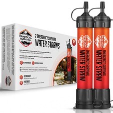 Practical Survival Reusable Emergency Water Filter Straws, 2-Pack