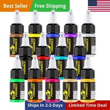 Professional Tattoo Ink Pigment Kit - 14 Dynamic Shades in 1/2 oz Bottles
