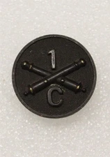 Btry C, 1st Field Artillery Regiment - Army Enlisted Collar Disc, WWI era s/b 