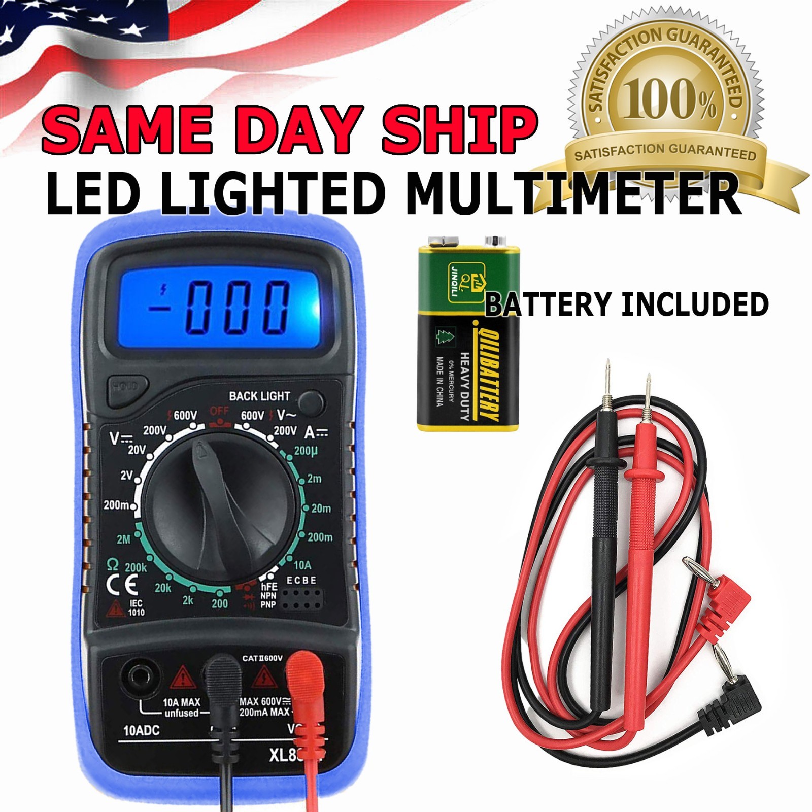 Digital Multimeter AC DC Voltmeter Ammeter Ohmmeter Volt Tester Meter WITH BATT